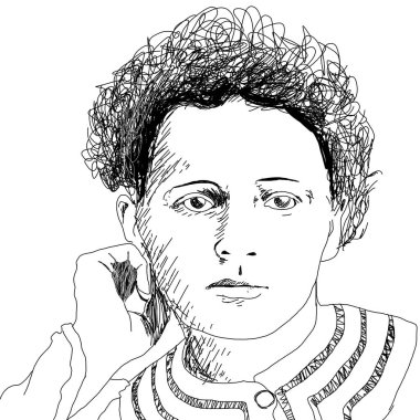 Bilim adamı Marie Curie 'nin gerçekçi çizimi