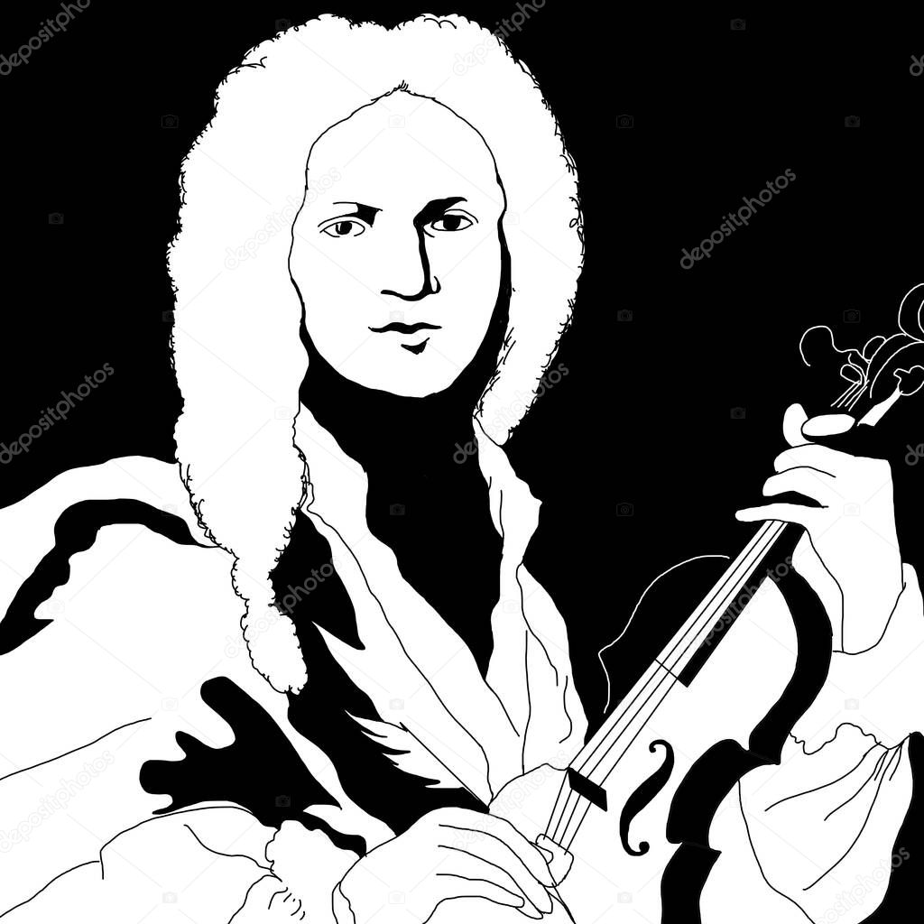 Realistic illustration of the Italian composer Antonio Vivaldi