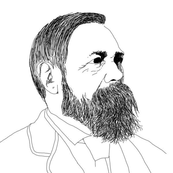 Illustration Réaliste Philosophe Allemand Friedrich Engels — Photo