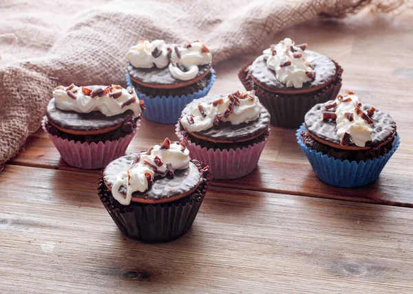 Homemade Chocolate Cupcakes Table Kitchen — Stock fotografie