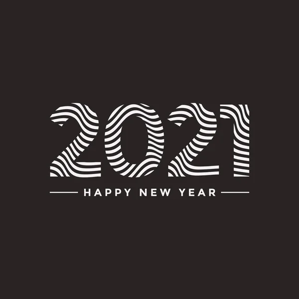 2021 Happy New Year Emblem Design Minimalistic Style Wavy Effect — Stock Vector