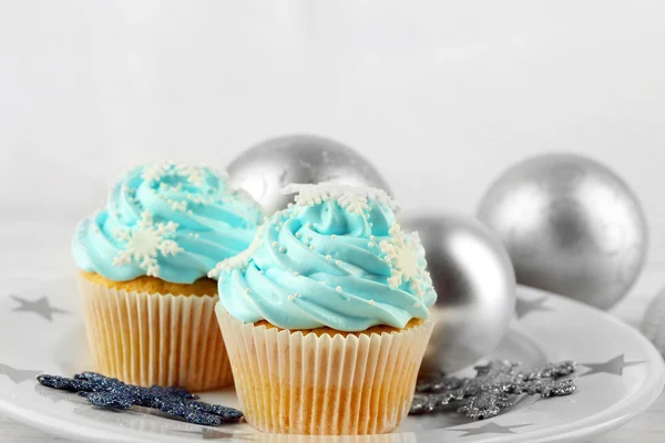 Leckere blaue Cupcakes — Stockfoto