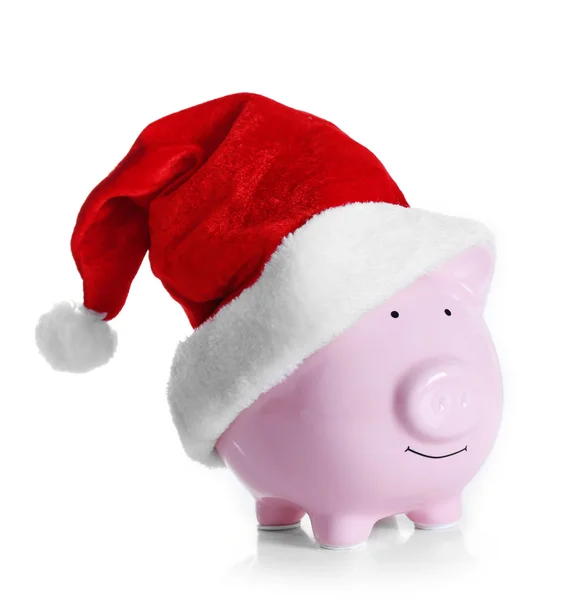 储钱罐与圣诞老人帽子 — 图库照片