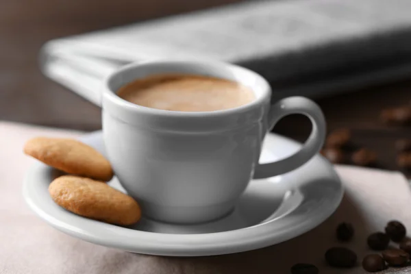 Tasse Kaffee, Kekse — Stockfoto