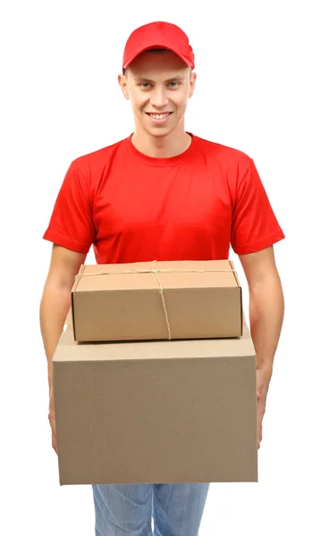 Young handsome delivery man — Stock Photo, Image