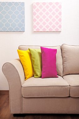 Odadaki yastıklar ile kanepe