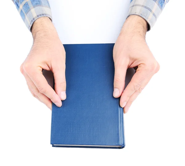 Homem mãos segurando livro — Fotografia de Stock