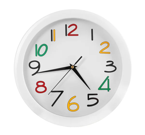 Round wall clock with colorful figures — Stock Photo, Image