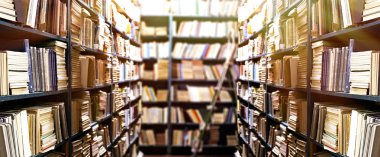 Kütüphane raflardan kitapları ile