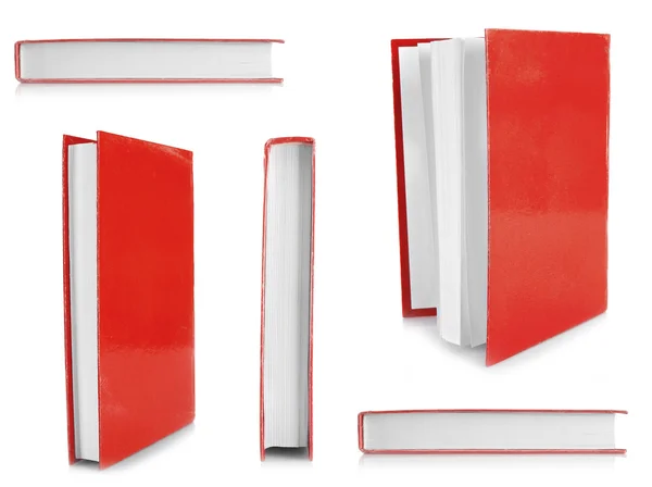 Libri rossi isolati su bianco — Foto Stock