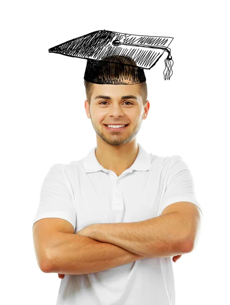 Man with graduation cap — Stock Photo, Image