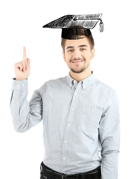 Homme avec chapeau de graduation — Photo