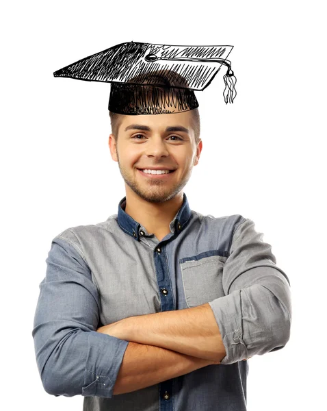 Man with graduation cap — Stock Photo, Image