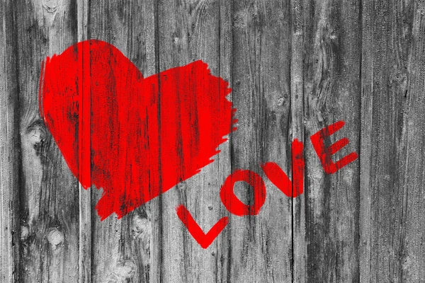 Red heart painted on  wall — Stock Photo, Image