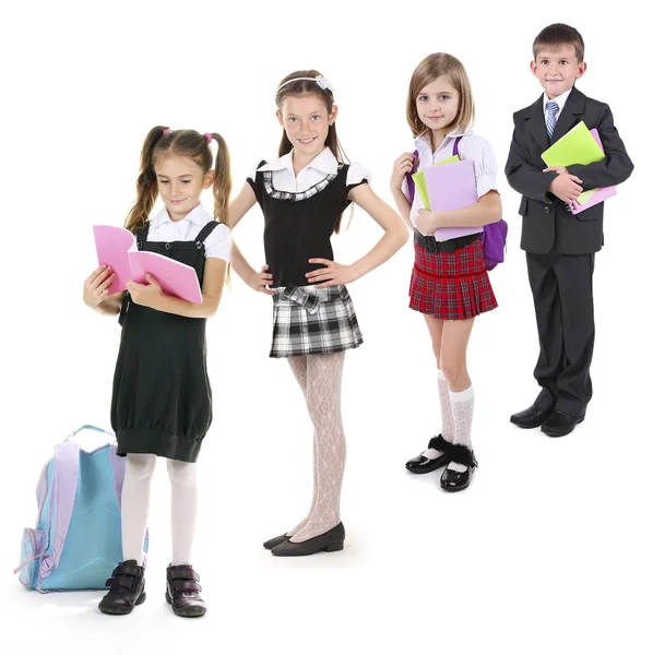 Cute Happy Schoolchild Isolated White — Stock Photo, Image