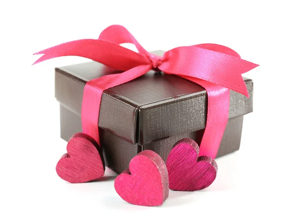 Gift box and decorative heart — Stock Photo, Image