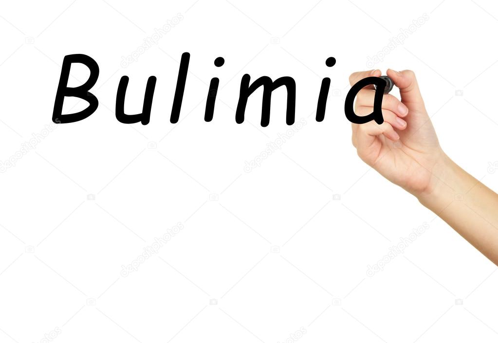 Human hand writing word Bulimia 