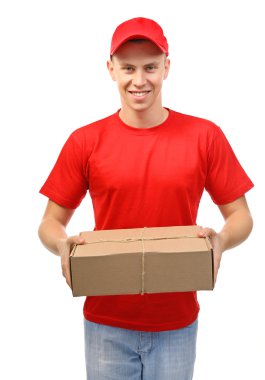 Genç yakışıklı teslimatçı 