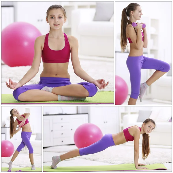 Menina fazendo exercício de fitness — Fotografia de Stock