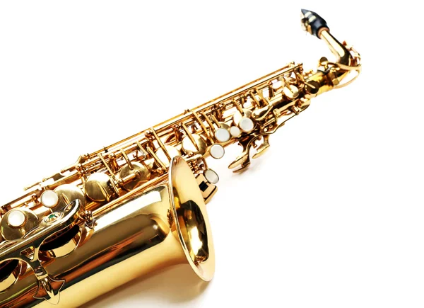 Golden saxophone close up — Stock Photo, Image