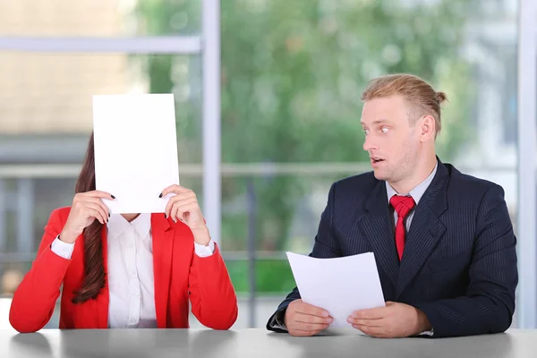 TV anchor training for telling news — Stock Photo, Image