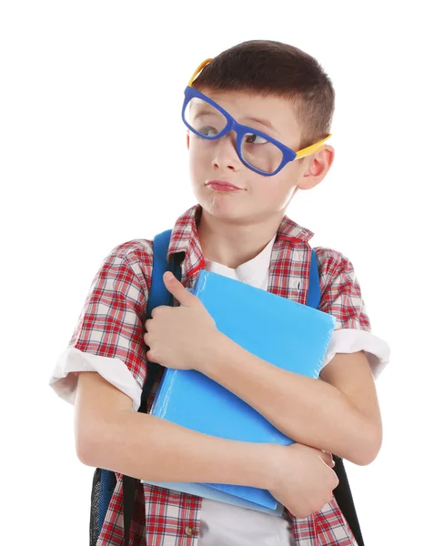 Lustiger kleiner Junge mit Plastikbrille — Stockfoto
