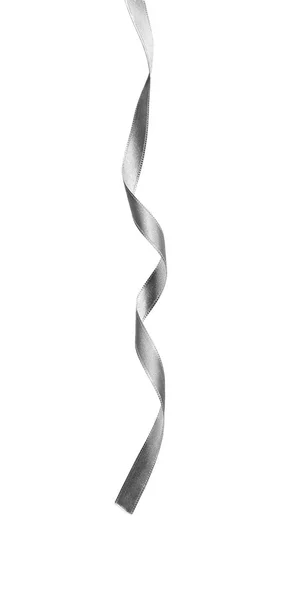 Srebrny jedwabne wstążki kręcone — Zdjęcie stockowe