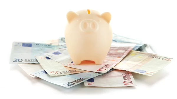 Piggy bank with money — Stock Photo, Image