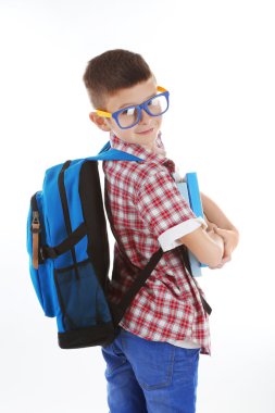 Komik küçük çocuk ile plastik gözlük