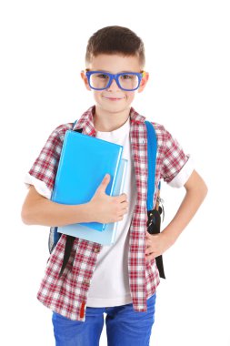 Komik küçük çocuk ile plastik gözlük