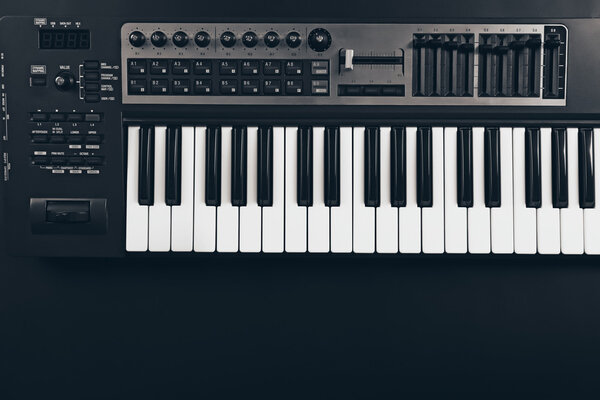 Audio Keyboard of synthesizer closeup