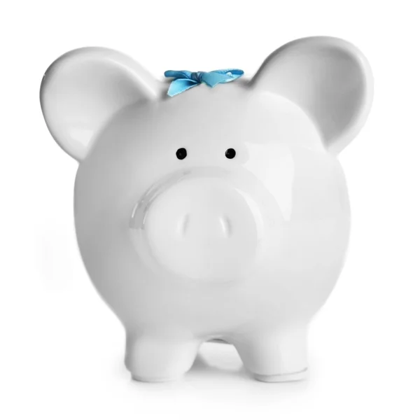 Witte piggy bank — Stockfoto