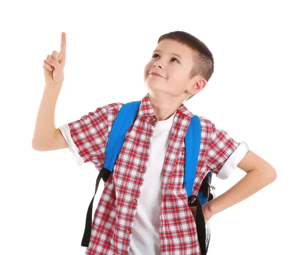 Kleiner Junge mit Rucksack — Stockfoto