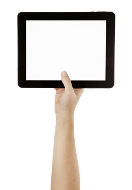 Siyah tablet elinde