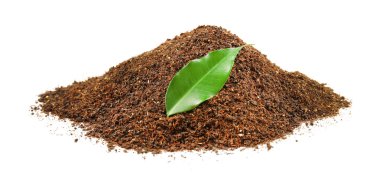 Kuru çay beyaz izole yeşil yaprak yığını