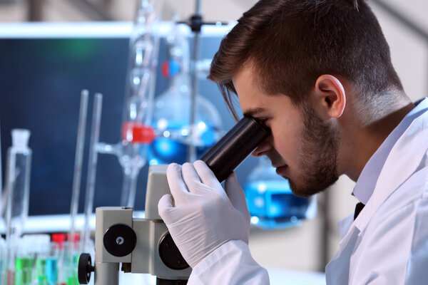 clinician studying  in laboratory
