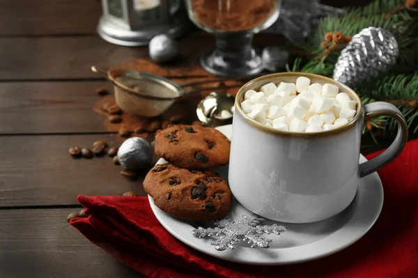 Chocolate caliente con malvavisco — Foto de Stock