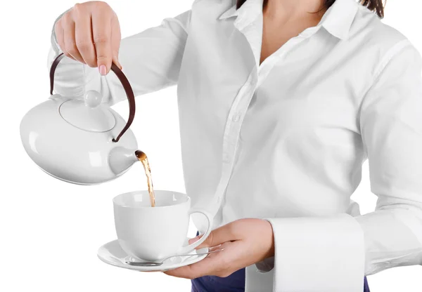 Waiter pouring tea — Stock Photo, Image