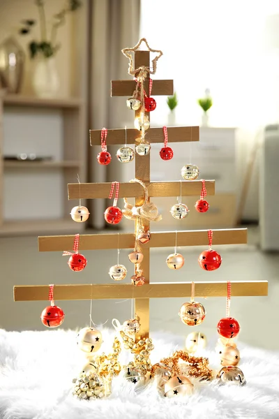 Handmade Christmas tree and baubles — Stock Photo, Image