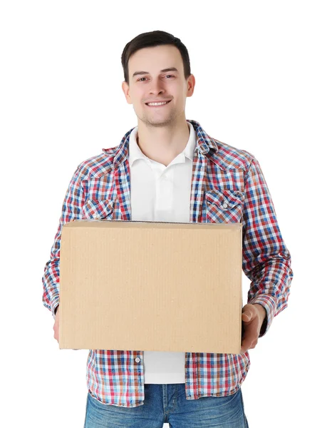 판지 상자를 들고 하는 남자 — 스톡 사진