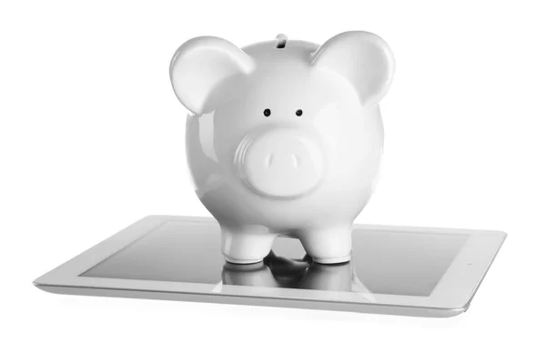 Piggy Bank em Tablet — Fotografia de Stock