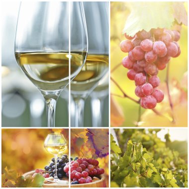 Güzel şarap görüntülerle, açık havada kolaj.