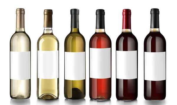 Bottles of wine with empty labels — Stock Photo, Image