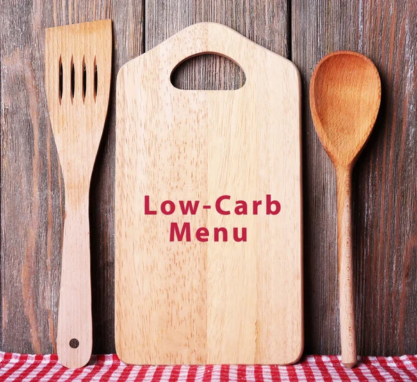 Cutting board with Low-Carb Menu — Stock Photo, Image