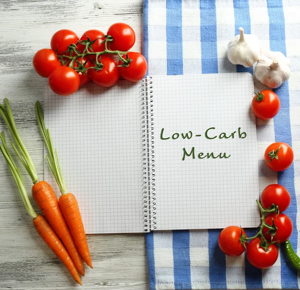 Low-Carb menyn i receptbok — Stockfoto