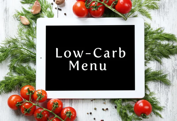 Low-Carb menyn på TabletPC — Stockfoto