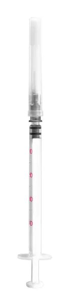 Insulin syringe on white — Stock Photo, Image