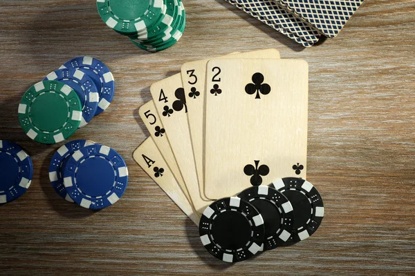 Poker with cards and chips — Stock Photo, Image