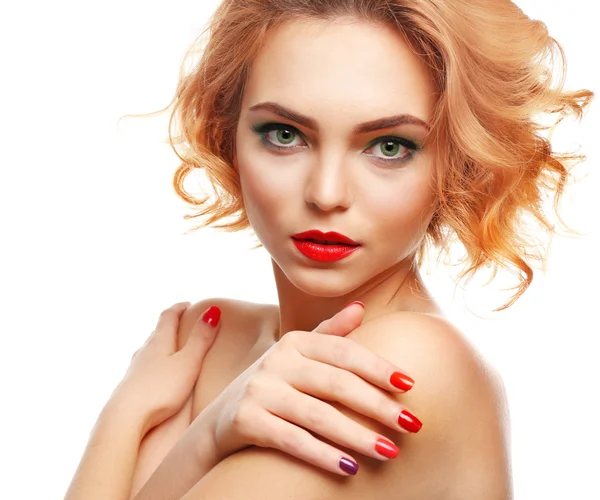 Bella ragazza con trucco colorato — Foto Stock