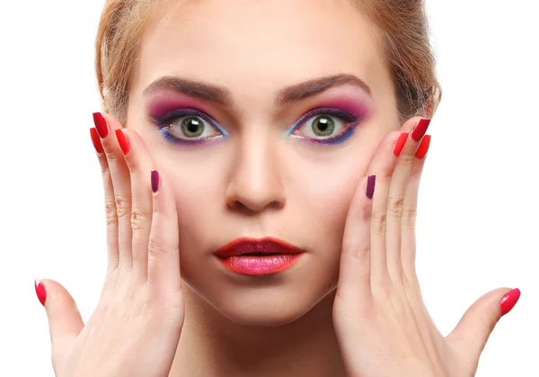 Bella ragazza con trucco colorato — Foto Stock